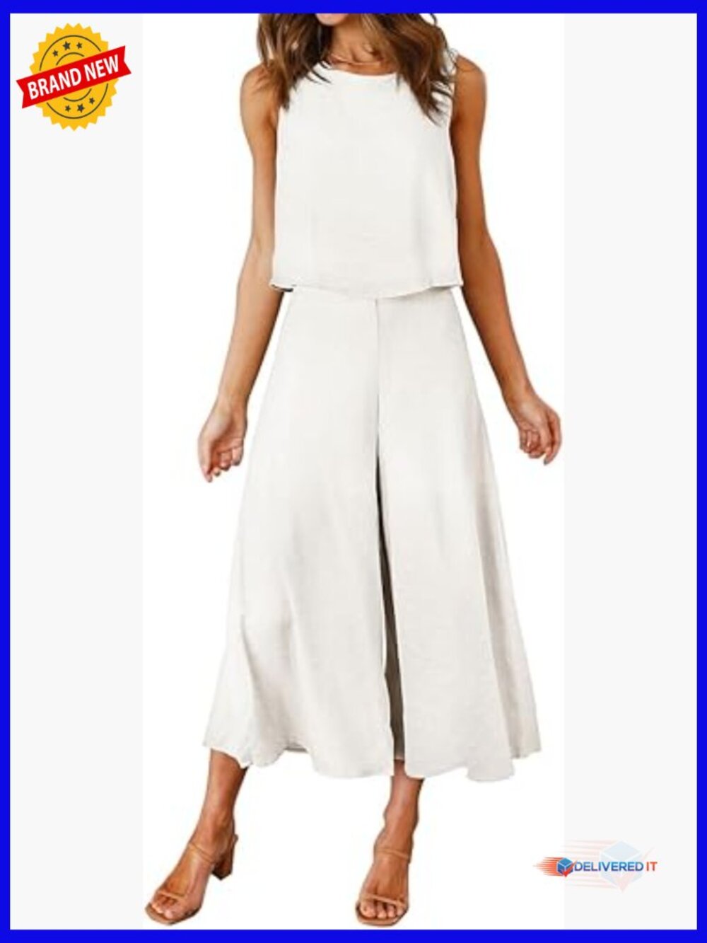 2 Piece Outfits Crop Top Wide Leg Pants Set Jumpsuits Summer